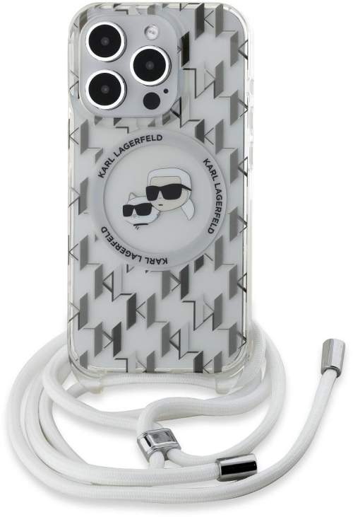 Karl Lagerfeld IML Monogram Crossbody K&CH Heads MagSafe zadní kryt iPhone 15 Pro Max čirý