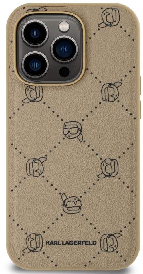 Karl Lagerfeld PU Karl Heads Pattern Magsafe Zadní Kryt pro iPhone 14 Pro Max Beige KLHMP14XPGKHPHE