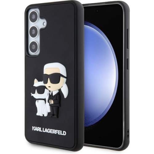 Karl Lagerfeld 3D Rubber Karl and Choupette Zadní Kryt pro Samsung Galaxy S24 Black KLHCS24S3DRKCNK