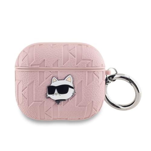 Karl Lagerfeld PU Embossed Choupette Head pouzdro pro AirPods 3 růžové