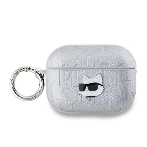 Karl Lagerfeld PU Embossed Choupette Head pouzdro AirPods 3 stříbrné