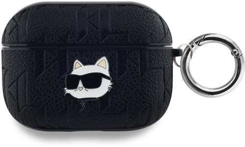 Karl Lagerfeld PU Embossed Choupette Head pouzdro AirPods Pro černé