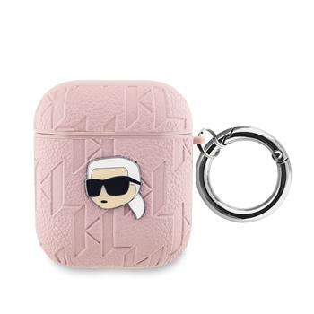 Karl Lagerfeld PU Embossed Karl Head pouzdro AirPods 1/2 růžové