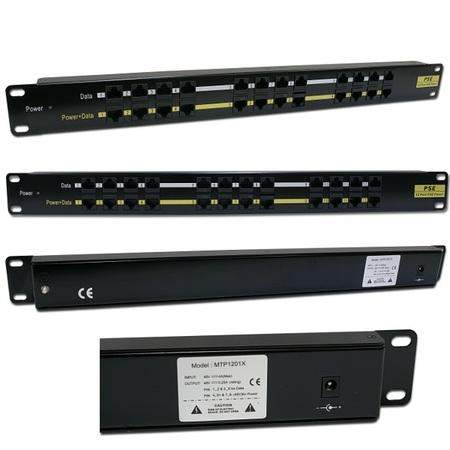 OEM POE Patch panel UTP cat.5e 12p 1U Black POE-PAN12