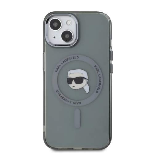 Karl Lagerfeld IML Karl Head Metal Frame MagSafe zadní kryt iPhone 15 černý