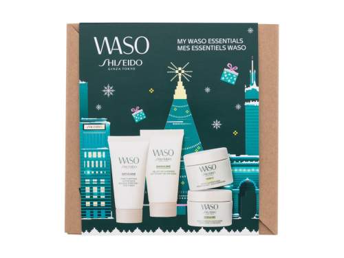 Shiseido Waso My Waso Essentials sada čisticí gel Shikulime Gel-To-Oil Cleanser 30 ml + hydratační krém Shikulime Mega Hydrating Moisturizer 15 ml + peelingová maska Satocane Pore Purifyting Scrub Mas