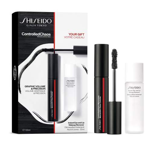 Shiseido ControlledChaos MascaraInk dámská odstín černá dárková sada řasenka ControlledChaos MascaraInk 11,5 ml + odličovací přípravek Instant Eye and Lip Makeup Remover 30 ml