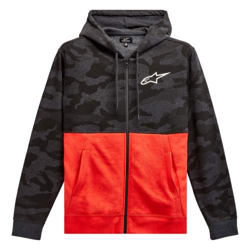 ALPINESTARS mikina Camo Block Hoodie, šedá camo/červená fluo, velikost XL