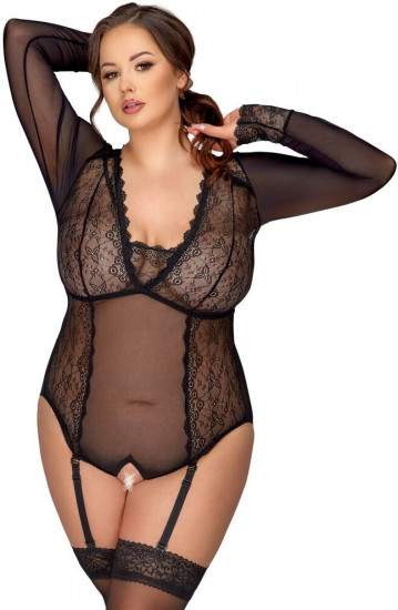 Body s dlouhým rukávem Cottelli CURVES, XXXXL