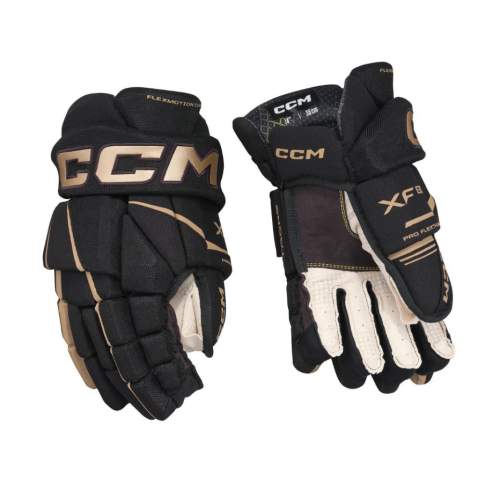 CCM Hokejové rukavice Tacks XF 80 Black/Gold Senior 14 palců