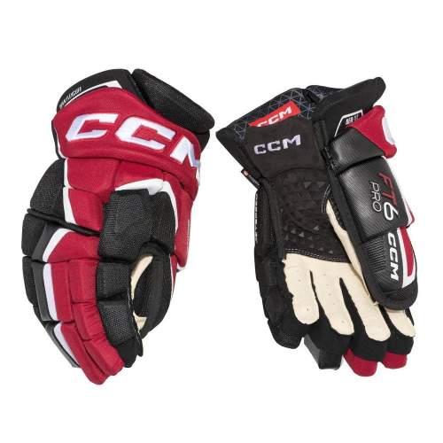 CCM Hokejové rukavice JetSpeed FT6 Pro Black/Red/White Senior 14 palců