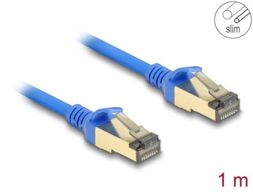 Delock Síťový kabel RJ45 Cat.8.1 F/FTP tenký 1 m modrý