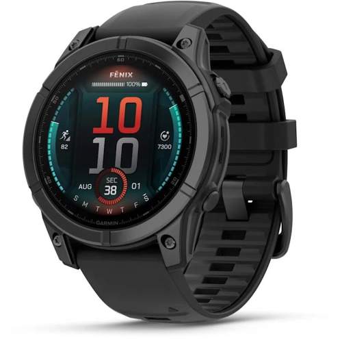 Garmin fenix E – 47 mm, AMOLED, Slate Grey ocel, černý silikonový řemínek