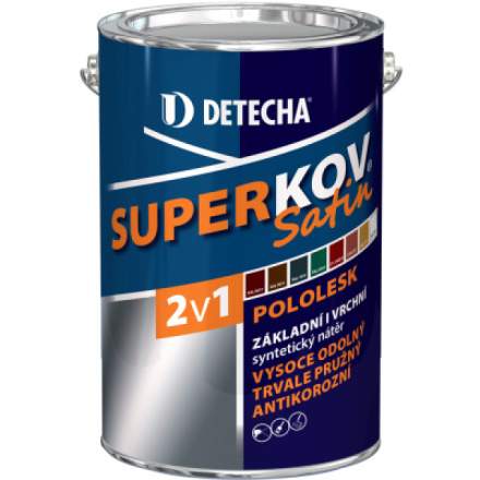 Detecha Superkov Satin 2v1 základní i vrchní barva na kov, pololesk, Ral 7016 šedý antracid, 5 kg