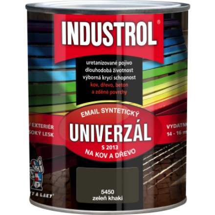 Industrol S2013 univerzál lesk vrchní barva na kov a dřevo 5450 zeleň khaki 750 ml