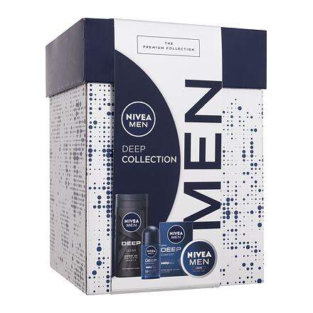 Nivea Men Deep Collection dárková kazeta pro muže krém na obličej, tělo a ruce Men Creme 75 ml + voda po holení Men Deep Comfort 100 ml + antiperspirant Men Deep Darkwood 50 ml + sprchový gel Men Deep Clean 250 ml