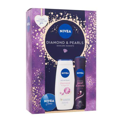 Nivea Diamond & Pearls : univerzální krém Creme 30 ml + antiperspirant Pearl & Beauty Black 150 ml + sprchový krém Diamond & Argan Oil 250 ml pro ženy