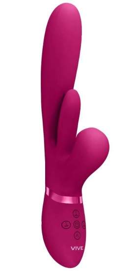 Vive Kura Thrusting G Spot with Flapping Tongue and Pulse Wave Stimulator Pink