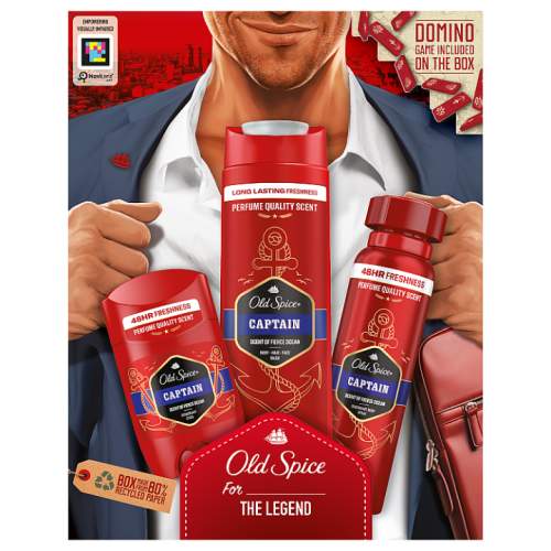 Old Spice Captain dárková kazeta deospray pro muže deodorant 150 ml + deostick 50 ml + sprchový gel 3v1 250 ml + domino