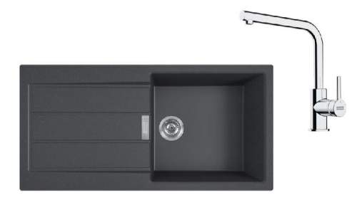 Set Franke T117Č (dřez S2D 611-100 Černá + baterie FS 3230.031 LINA SMART Chrom) 143.0687.342