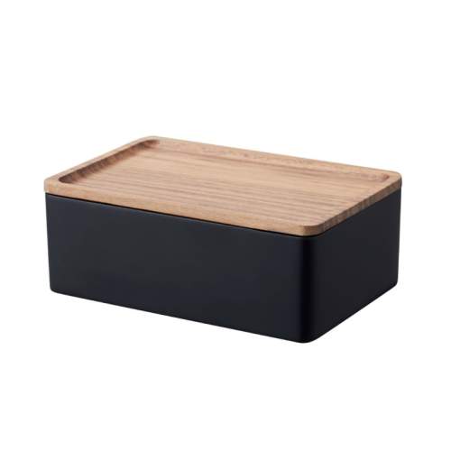 Černý úložný box s víkem 18.5x12.5x7 cm Rin – YAMAZAKI