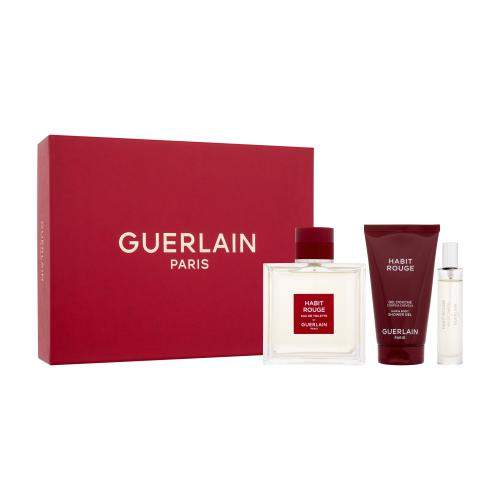 Guerlain Habit Rouge dárková kazeta pro muže toaletní voda 100 ml + toaletní voda 10 ml + sprchový gel 75 ml