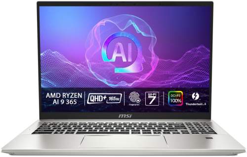 MSI Prestige A16 AI+ A3HMG-024CZ/Ryzen AI 9 365/32GB/1 TB SSD/16" QHD+ IPS 165Hz/ Win 11 Pro/Copilot+PC/stříbrná, 9S7-159K12-024