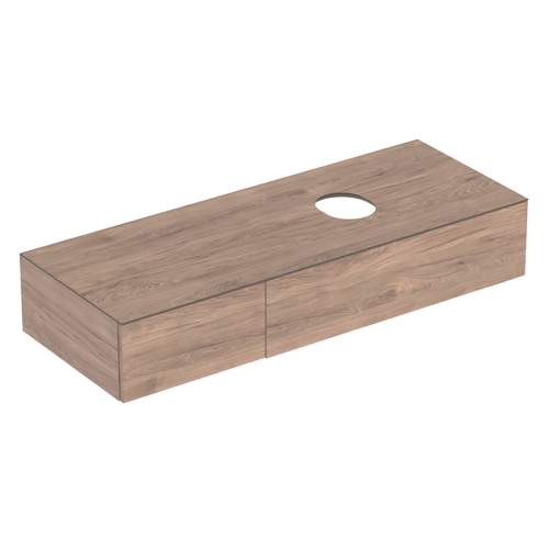 Geberit VariForm Umyvadlová skříňka 1350x510x235 mm 2 zásuvky a zápachová uzávěrka ořech 501.180.00.1