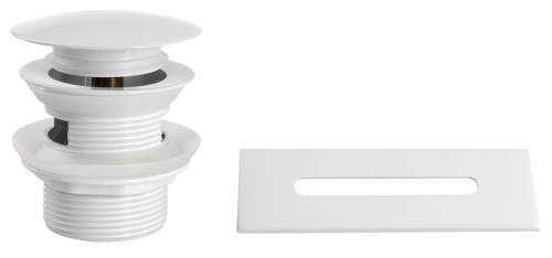Aqualine SET krytka přepadu, vanová výpust 1"1/2, click-clack, bílá lesk
