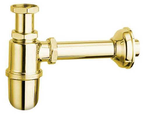 Sapho RETRO umyvadlový sifon 5/4", odpad 32 mm, zlato 9595