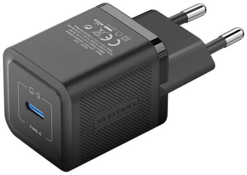 Vention Nástěnná nabíječka, Vention, FEPB0-EU, USB-C, 20W, GaN (černá)