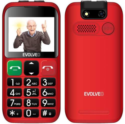 EVOLVEO EasyPhone ET, mobilní telefon pro seniory s nabíjecím stojánkem, červená