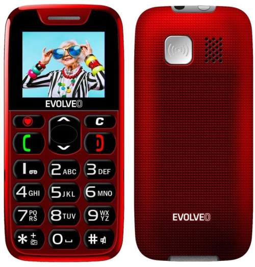 EVOLVEO EasyPhone, mobilní telefon pro seniory s nabíjecím stojánkem, červená