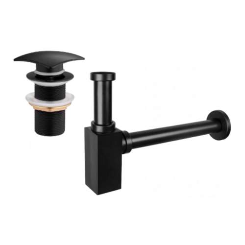 MEXEN/S Umyvadlový sifon s výpustí click-clack bez přepadu, černý 7991660-70