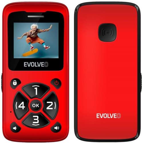 EVOLVEO EasyPhone ID, mobilní telefon pro seniory, červený