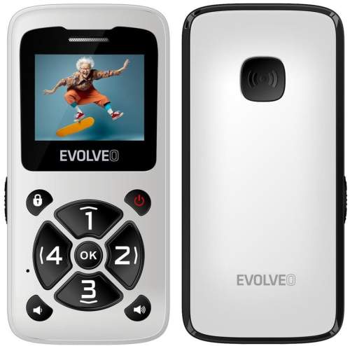 EVOLVEO EasyPhone ID, mobilní telefon pro seniory, bílý