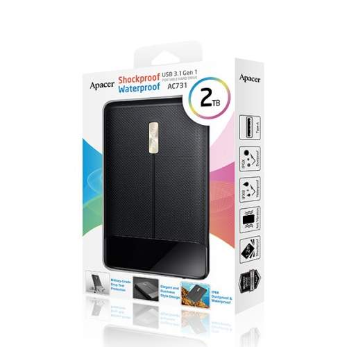 Apacer AC731 2TB černá / externí HDD / 2.5" / USB 3.0 / nárazuvzdorný
