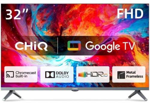 CHiQ L32M8TG TV 32&quot;, FHD, smart, Google TV, dbx-tv, Dolby Audio, Frameless, stříbrná L32M8TG