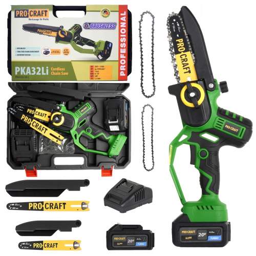 PROCRAFT PKA32Li jednoruční aku řetězová pila 15+20cm LiIon 20V 1x 4Ah v kufru