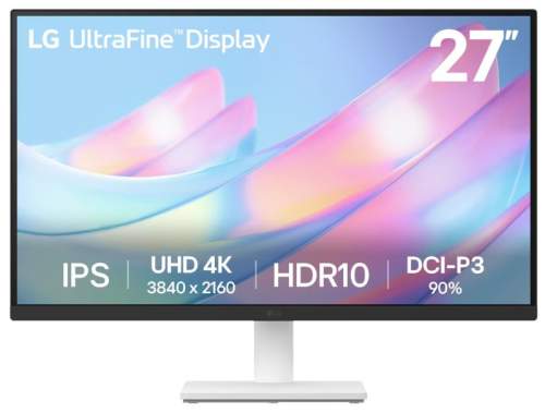 LG monitor 27US500-W 27" IPS 4K , 3840x2160 , 5ms , 1000:1 , 300cd , 60Hz, HDMI , DP , HDR10 bílý podstavec