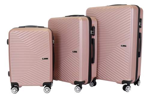 Sada 3 kufrů T-class® VT21111, růžová, velikost M, L, XL / 35l, 60l, 90l