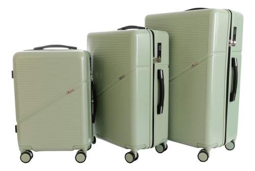 Sada 3 kufrů T-class® 2219 zelená, M, L, XL, TSA zámek, 40 l, 60 l, 95 l, 195 l