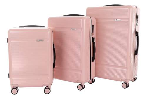Sada 3 kufrů T-class® 2218 růžová, M, L, XL, TSA zámek, 40 l, 60 l, 95 l, 195 l