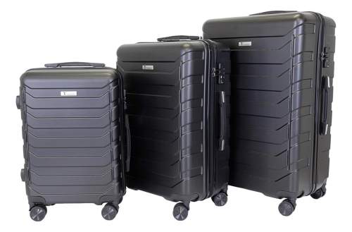 Sada 3 kufrů T-class 618, M, L, XL, TSA zámek, (matná černá) 35l, 60l, 99l