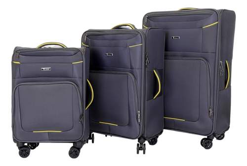 Sada 3 cestovních kufrů T-class 933, šedá, TSA zámek, velikosti M, L, XL, 35l, 70l, 95l