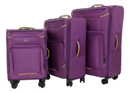 Sada 3 cestovních kufrů T-class 933, fialová, TSA zámek, velikosti M, L, XL, 35l, 70l, 95l