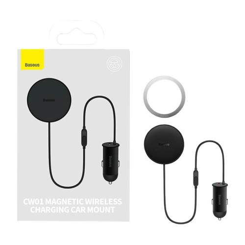 Držák Magnetic Car Phone Holder Baseus CW01 to Ventilation Grid with car charger USB-C, 15W + 25W, black (6932172629441)