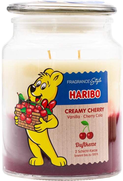 Haribo vonná svíčka 2v1 Vanilka Třešňová Cola