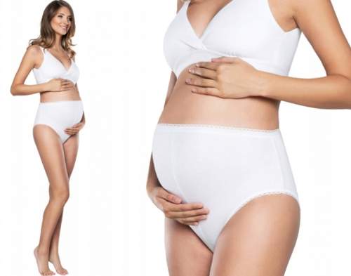 Italian fashion Bavlněné kalhotky Mama maxi, 1ks v balení, bílé Velikost těhotenská móda: L (40)