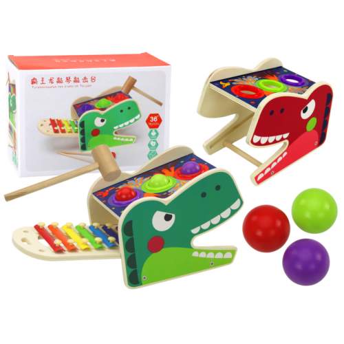 LEANToys Dřevěný xylofon 2v1 Dinosaurus